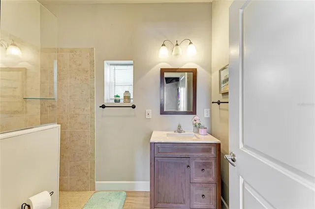 a bathroom with a shower