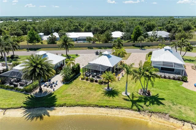 a view of a lake with a house