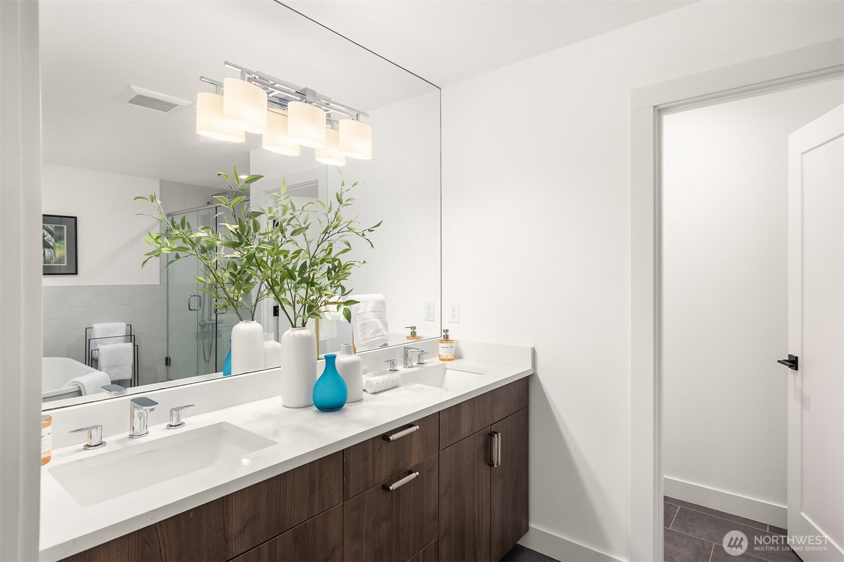 13532 Phelps Road Northeast Bainbridge Island, WA 98110 - Photo 23 of 35 a bathroom with a sink and a mirror