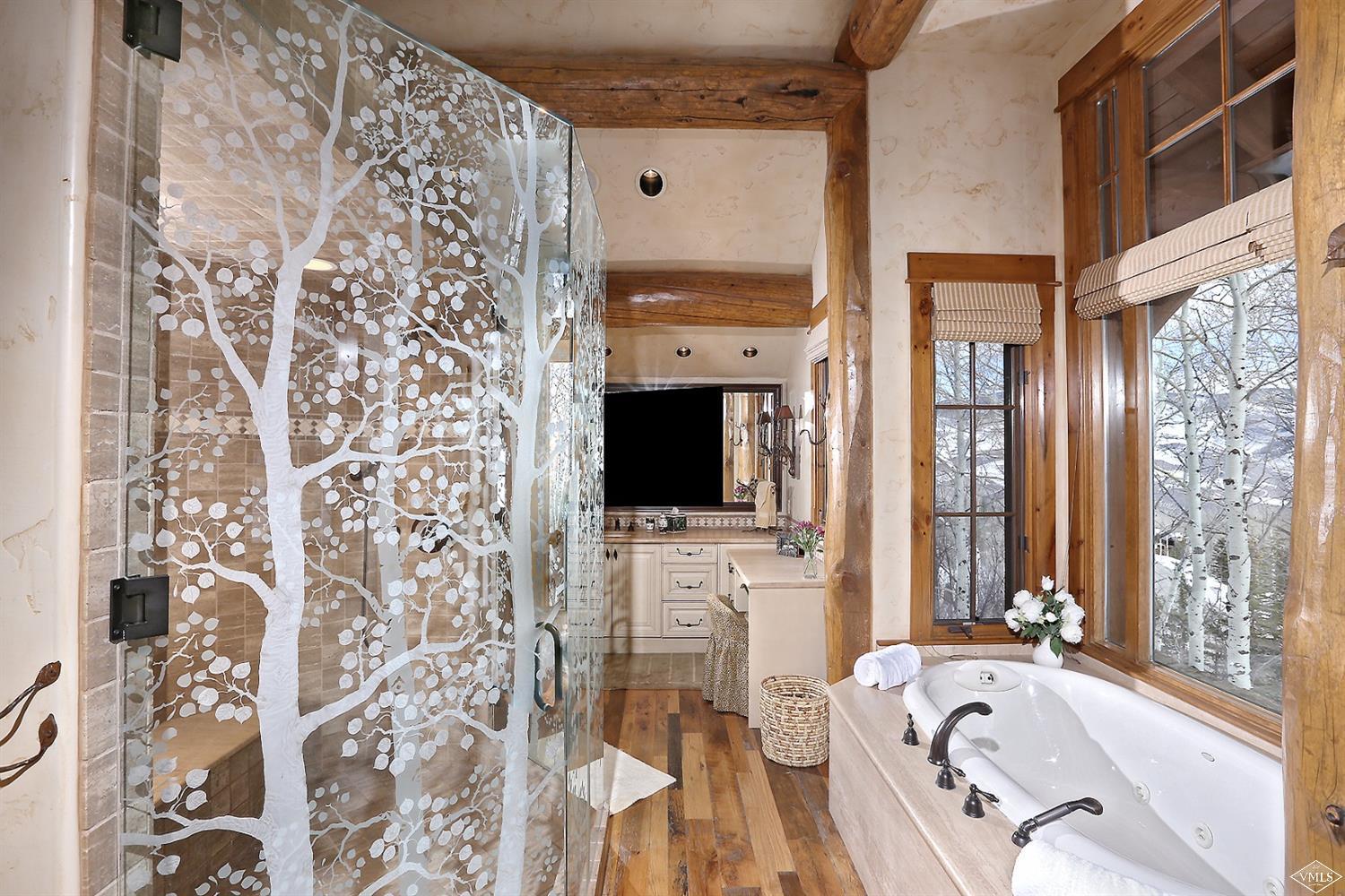 880 Daybreak Ridge Road Beaver Creek, CO 81620 - Photo 13 of 24 a bathroom with a bathtub and a flat tv screen on the wall