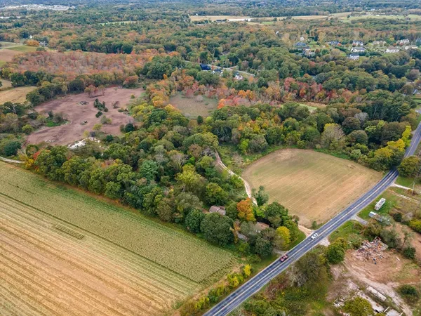 an aerial view of a garden