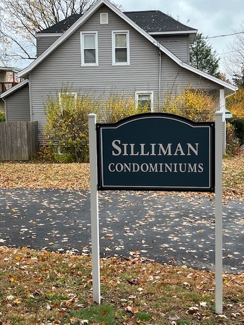 a sign on the side of a building