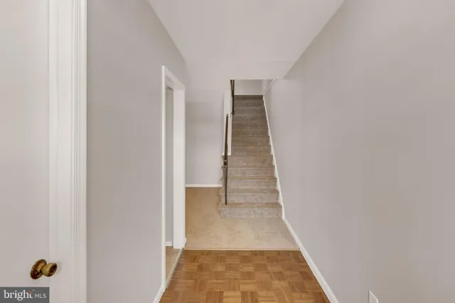 a view of hallway with stairs