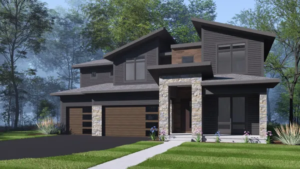 front view of a house with a yard