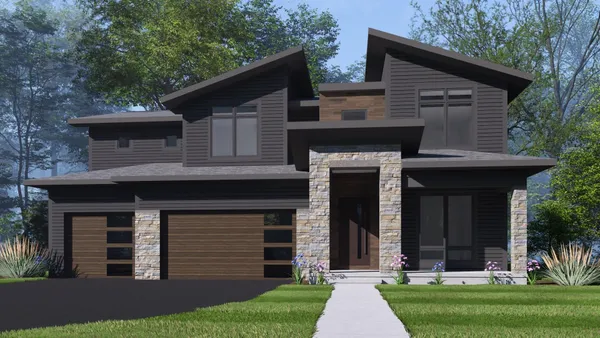 front view of a house with a yard