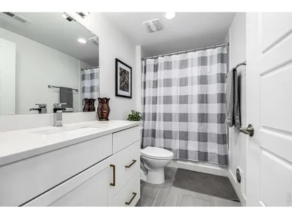 a bathroom with a sink toilet a shower and a mirror