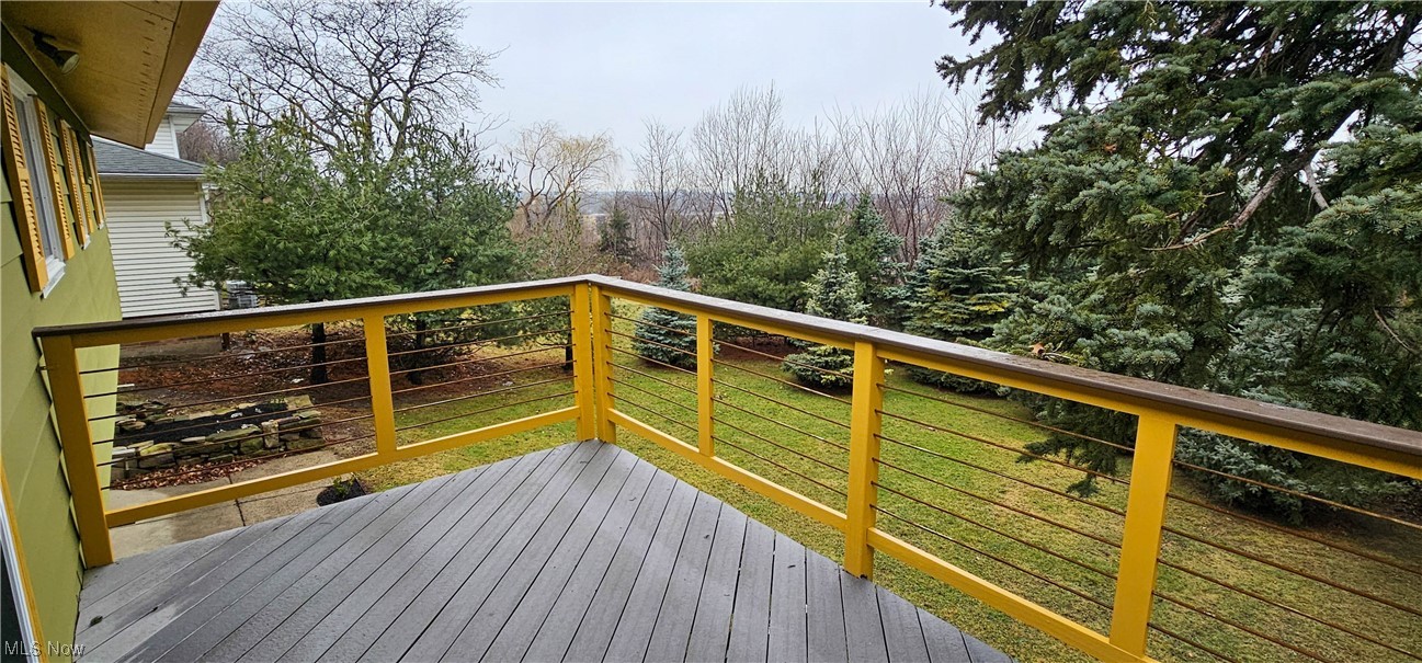 19755 Upper Terrace Road Euclid, OH 44117 - Photo 22 of 38 Wooden deck/balcony overlooking private yard surrounded by evergreens.