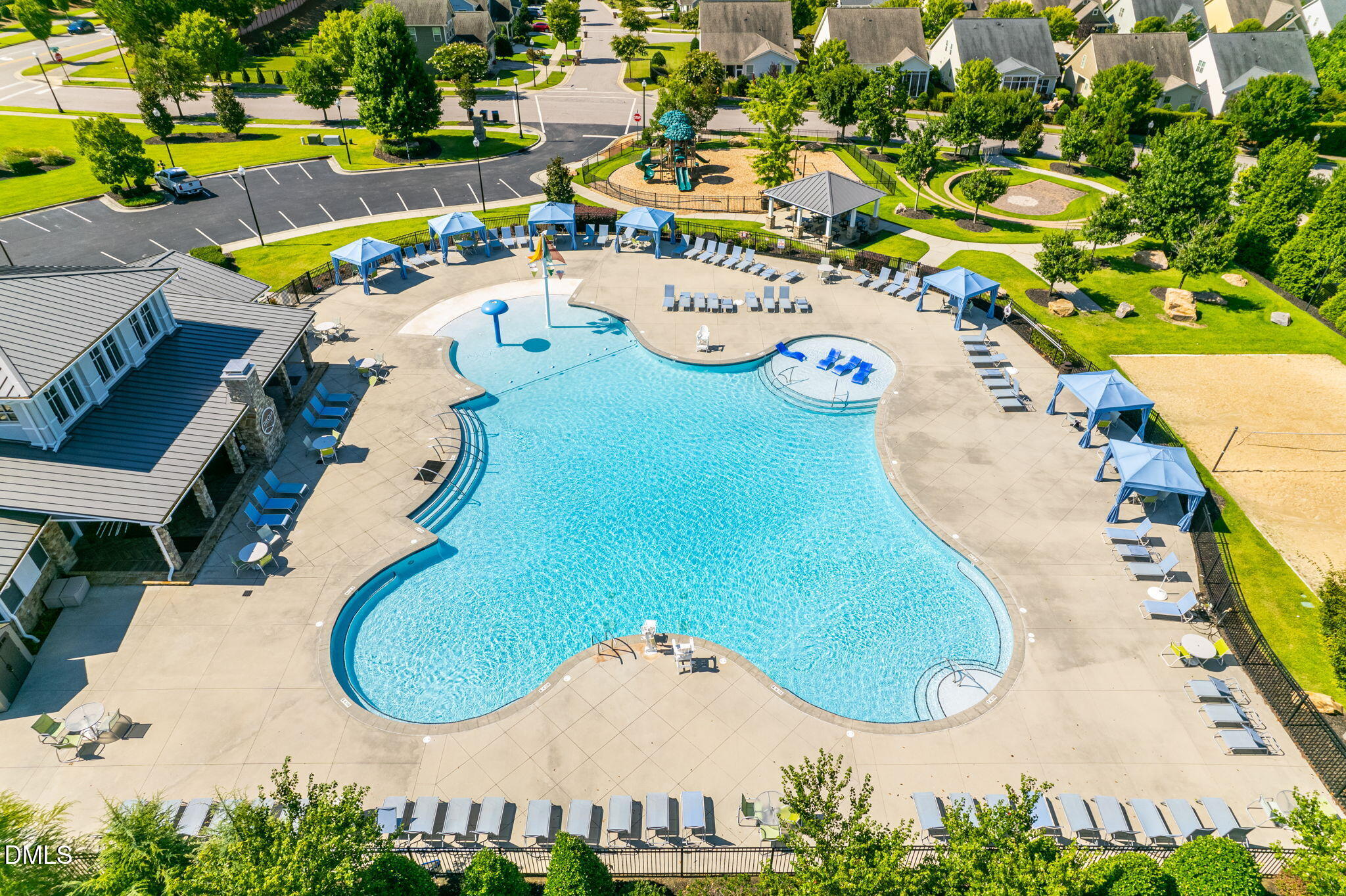 721 Hydrangea Field Court Wake Forest, NC 27587 - Photo 66 of 71 an aerial view of a swimming pool with outdoor space and seating area