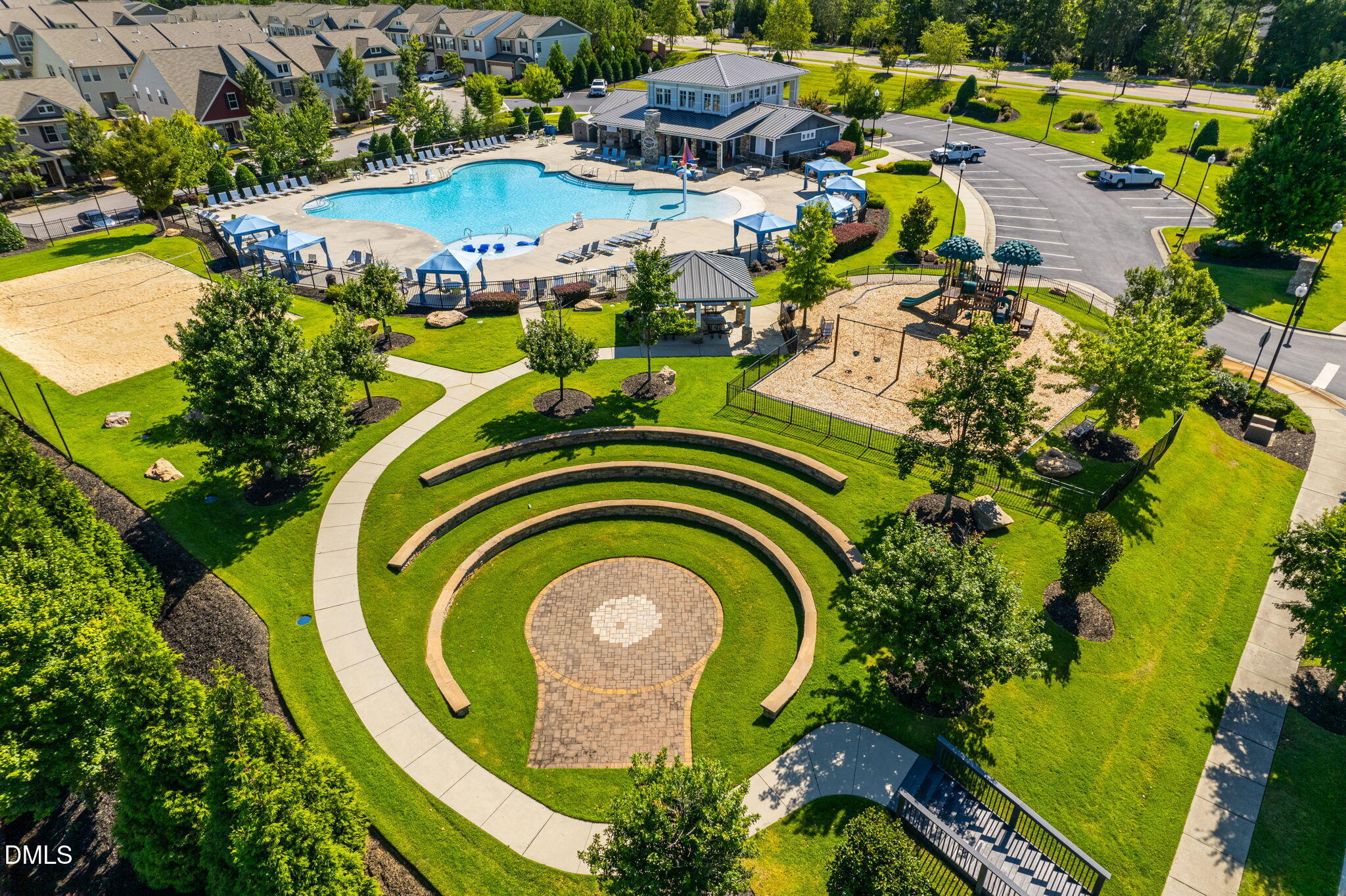721 Hydrangea Field Court Wake Forest, NC 27587 - Photo 67 of 71 an aerial view of a house with a swimming pool yard and outdoor seating