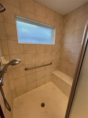 a bathroom with a tub