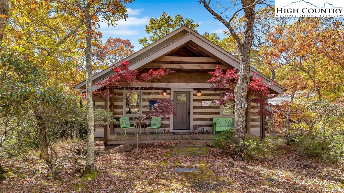 1810 Homestead Road Todd, NC 28684 - Photo 5 of 50 a view of a wooden house with a small yard and hanging chair