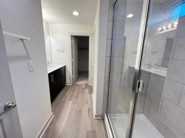 a bathroom with a shower