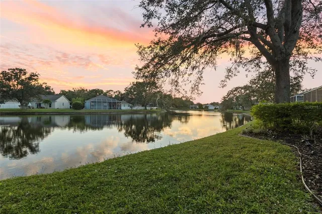an aerial view of residential houses with outdoor space and river