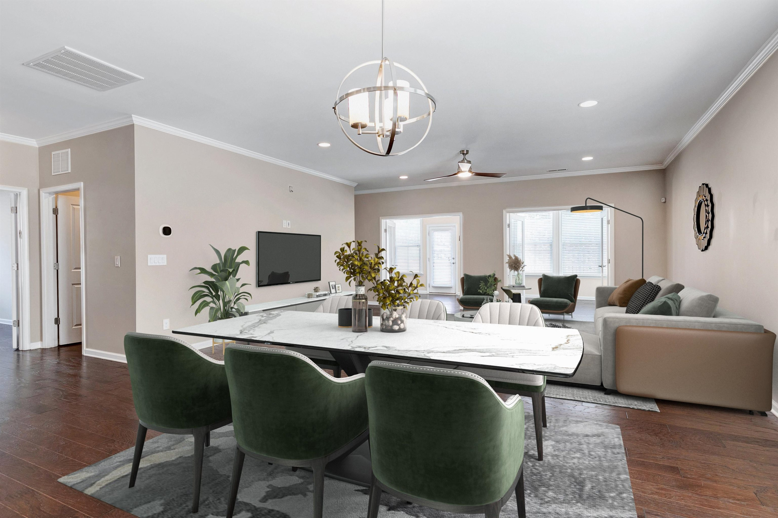 811 Atticus Way Durham, NC 27703 - Photo 8 of 33 a view of a dining room with furniture and wooden floor