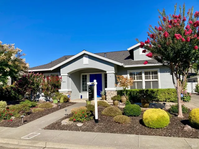 a front view of a house with entertaining space
