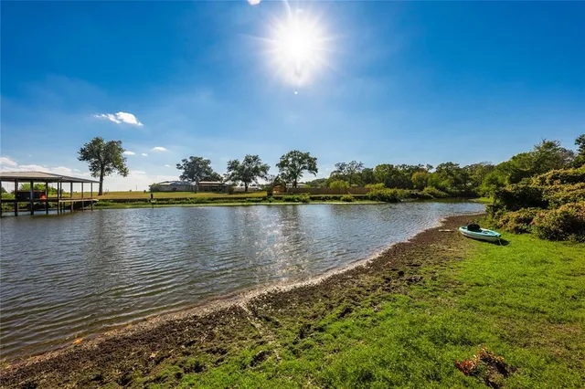 a view of a lake with houses