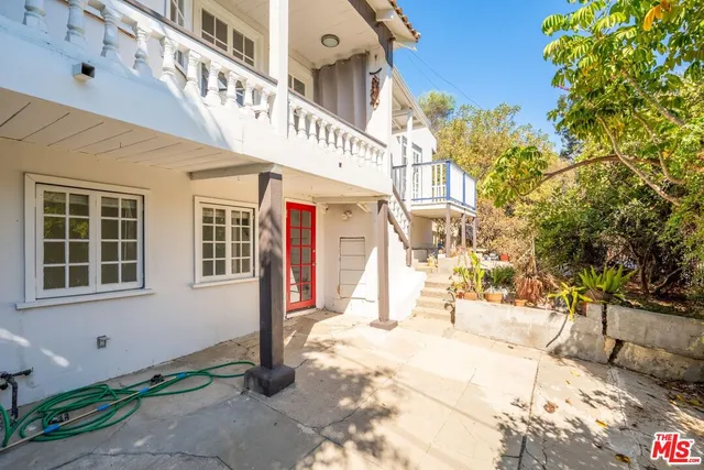 a front view of a building with a outdoor space