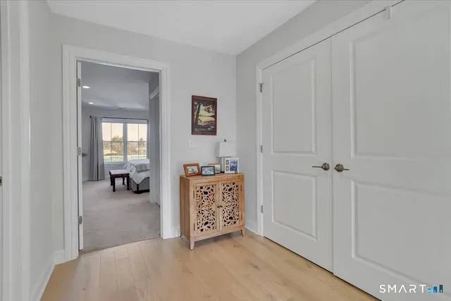 a view of a bedroom with closet area