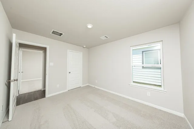a view of a livingroom with a closet