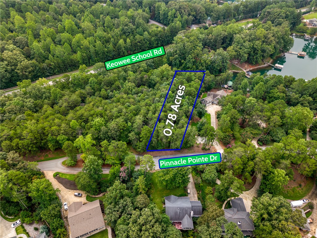 0 Pinnacle Pointe Drive Seneca, SC 29672 - Photo 3 of 7 This aerial view showcases a desirable lot with convenient street access and serene waterfront views.