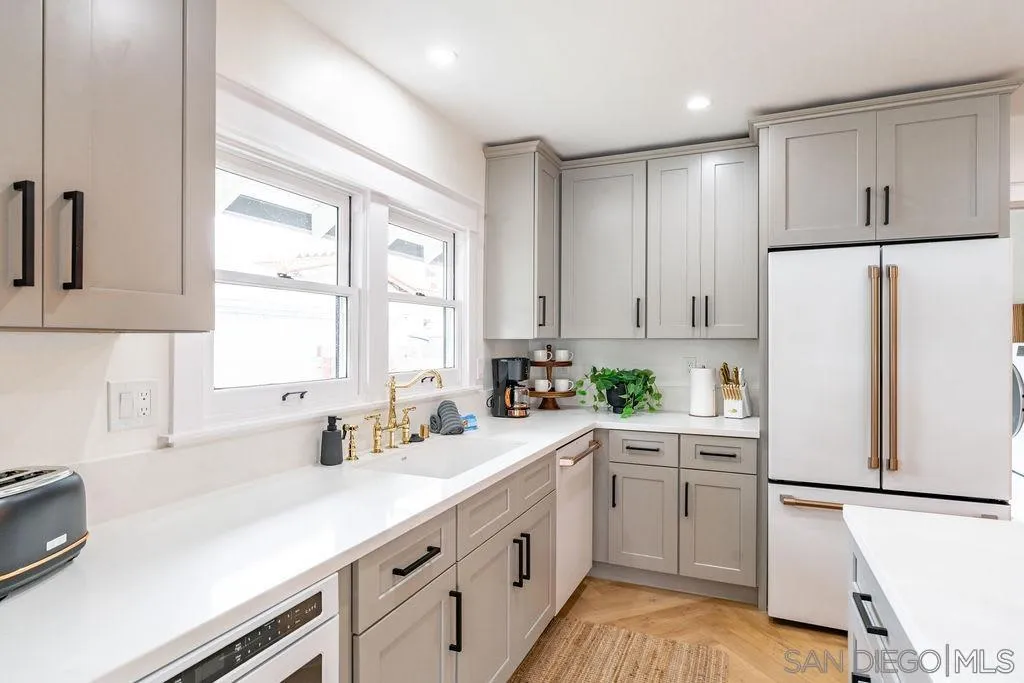 725 Pennsylvania Avenue San Diego, CA 92103 - Photo 28 of 64 a kitchen with white cabinets and white appliances