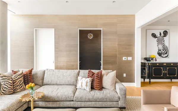 a living room with furniture and couch