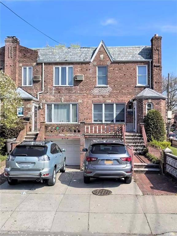 a car parked in front of a house