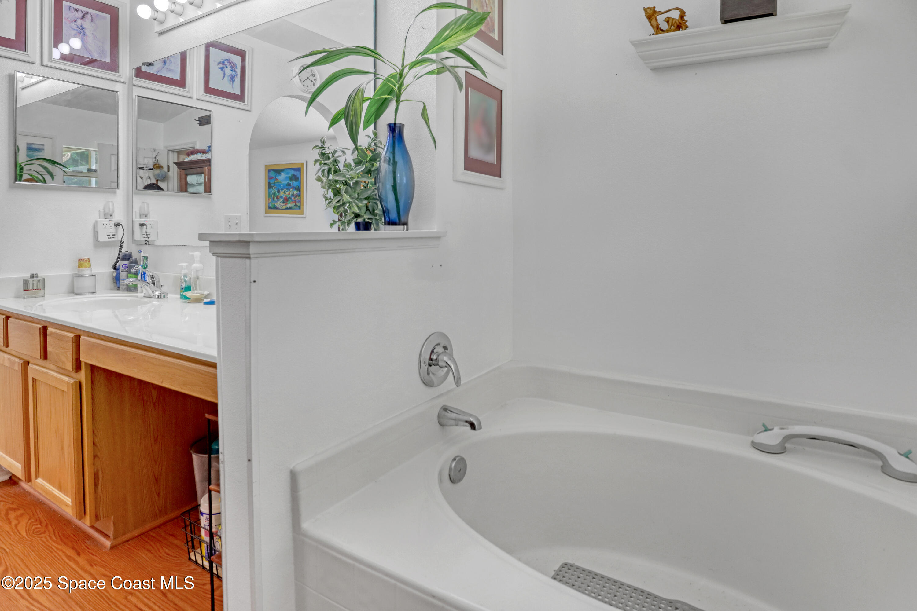 2210 Spring Creek Circle Palm Bay, FL 32905 - Photo 26 of 39 a bathroom with a bathtub sink and mirror