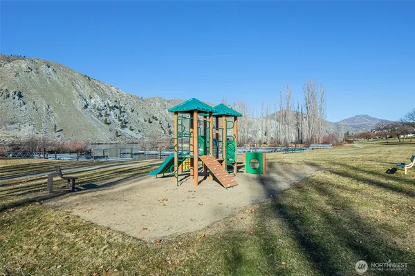 a view of a lake with a mountain
