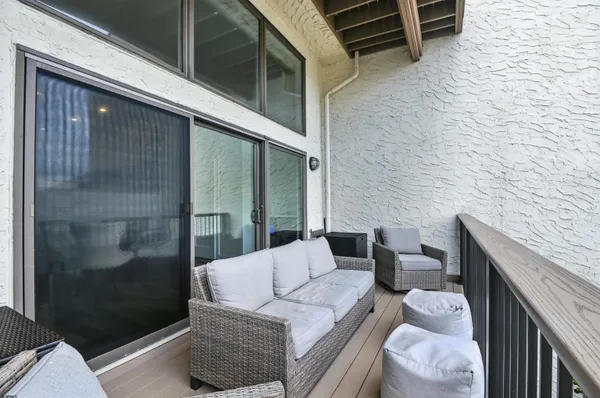 a balcony with couch