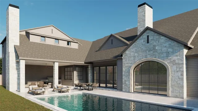 a view of a house with outdoor seating space