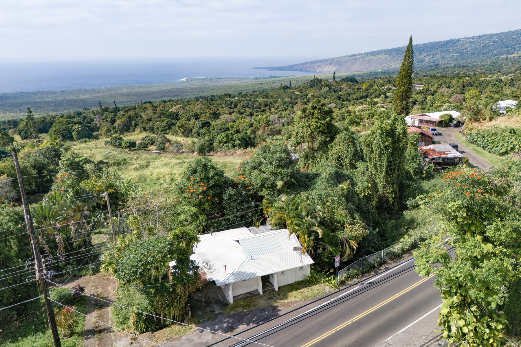 84-5125 Hawaiʻi Belt Road Captain Cook, HI 96704 - Photo 3 of 27 an aerial view of residential houses with outdoor space and trees