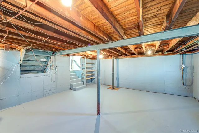 a view of a room with racks on the wall