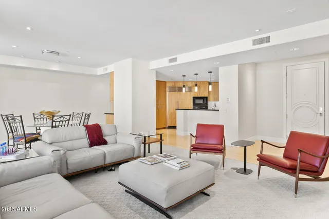 a living room with furniture and a couch