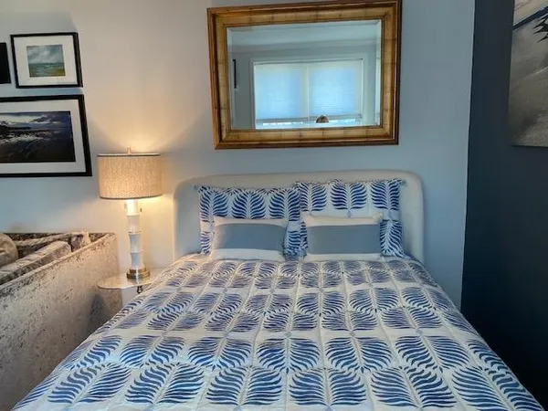 a view of a hallway with closet