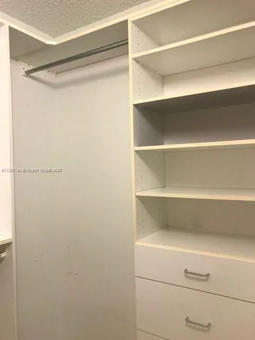 a view of an empty walk in closet
