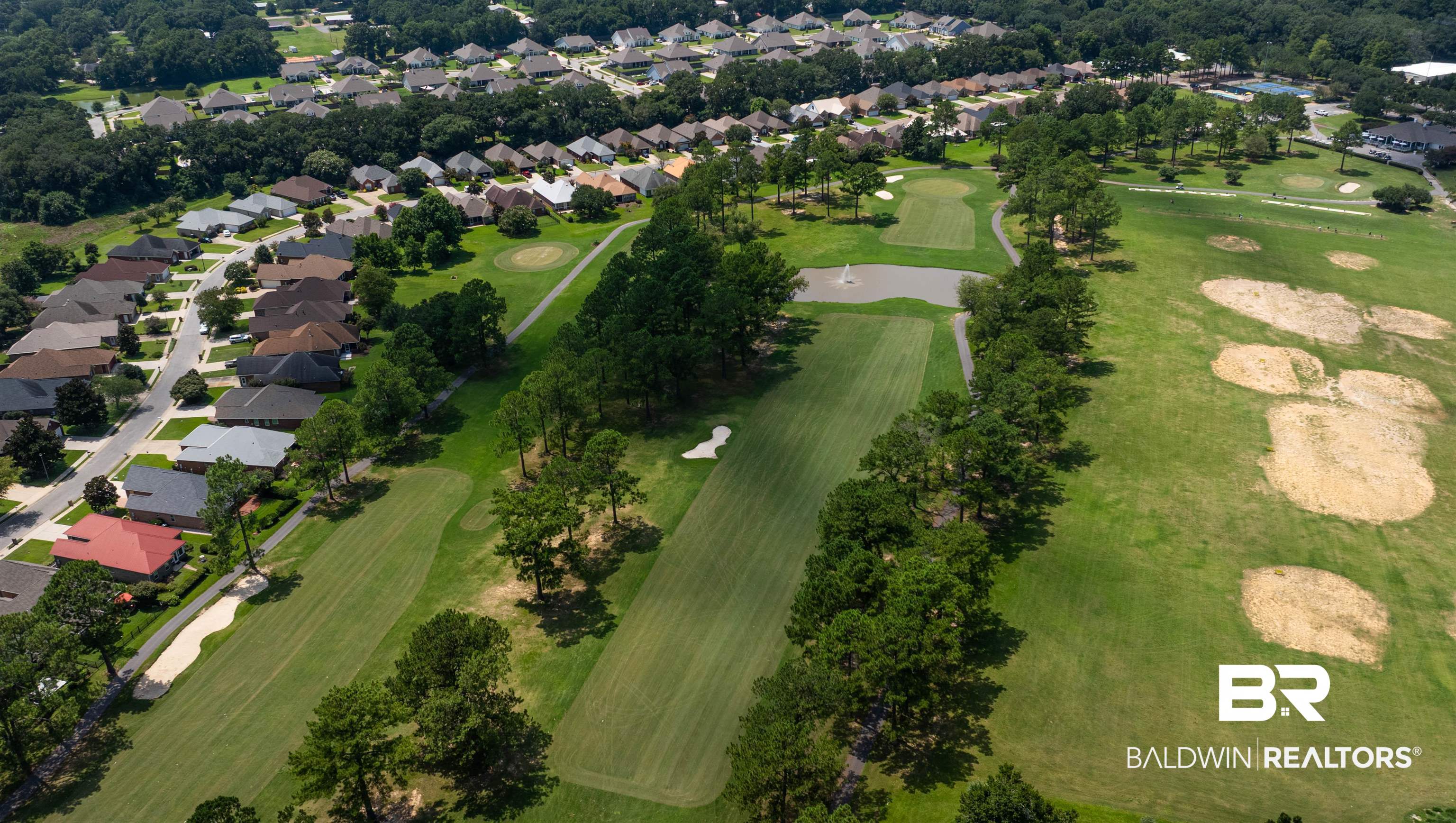 19741 Hunters Loop Fairhope, AL 36532 - Photo 40 of 42 Aerial overview of property's location with a local golf course and nearby suburban area