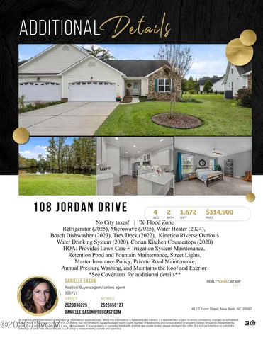 $314,900 | 108 Jordan Drive, New Bern, NC 28562