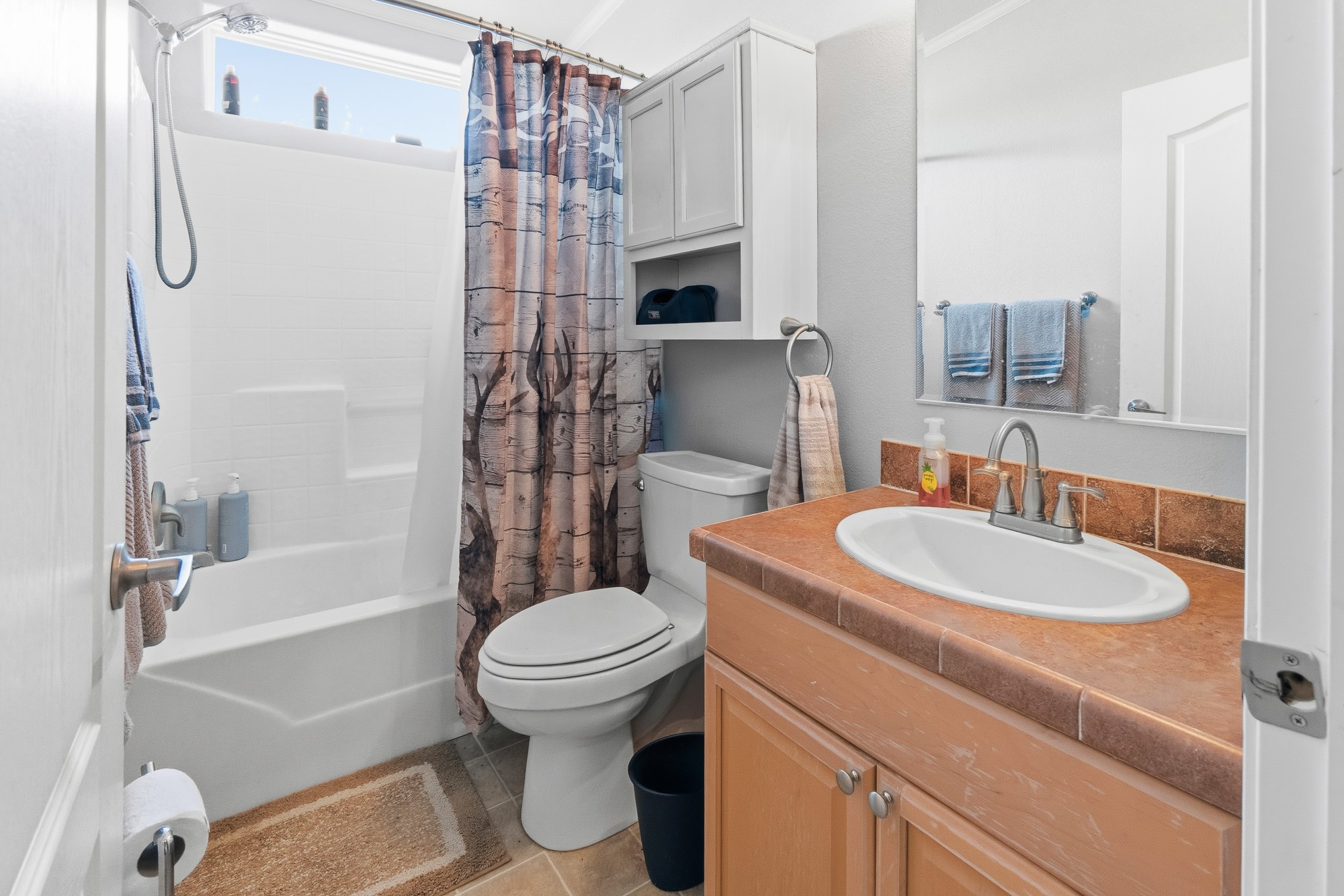 1951 Dowdy Road Seguin, TX 78155 - Photo 14 of 40 A classic tiled vanity anchors this functional bathroom layout complete with a full tub shower.