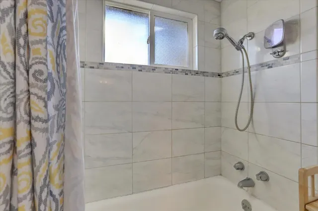 a view of a lush green space