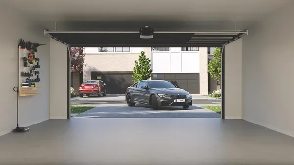 a view of car parked in garage