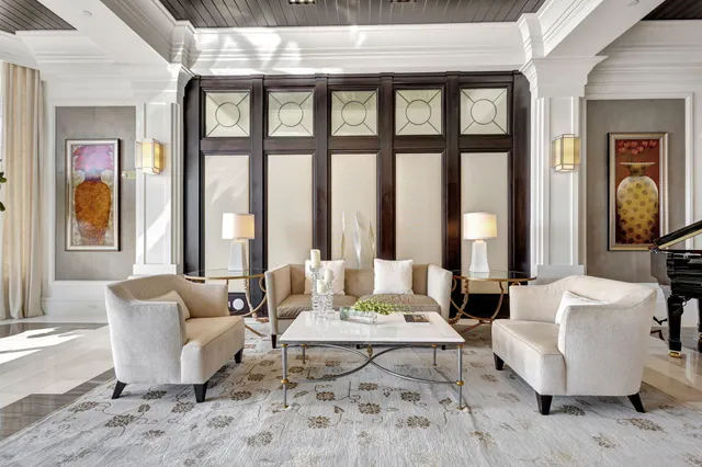 a living room with furniture