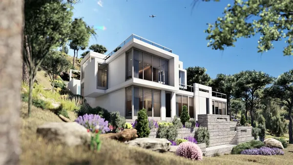 a view of a hallway with entryway door