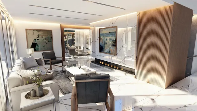 a living room with furniture