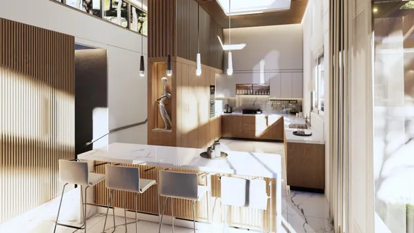 a living room with furniture