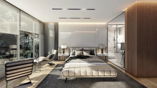 a large bathroom with a tub shower and sink