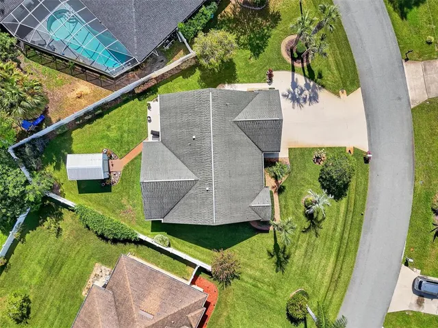 an aerial view of a house