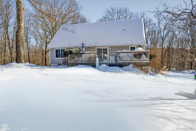a view of a house with a snow in the yard