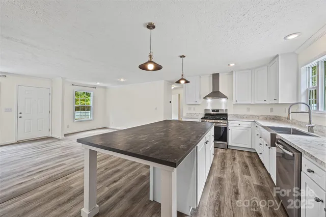 a kitchen with a stove a sink and a refrigerator