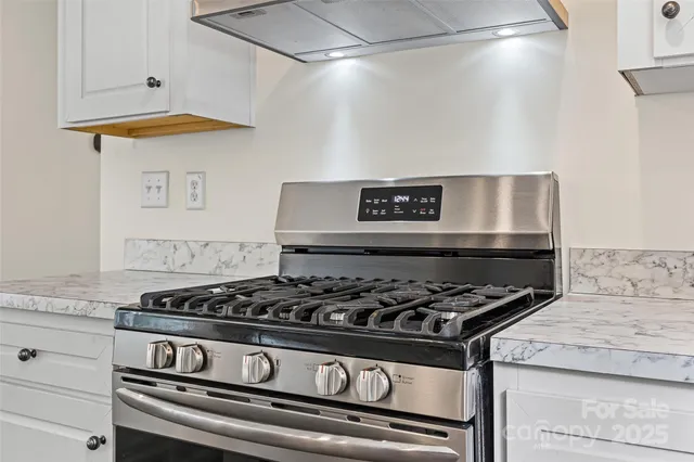 a stove top oven sitting inside of a kitchen